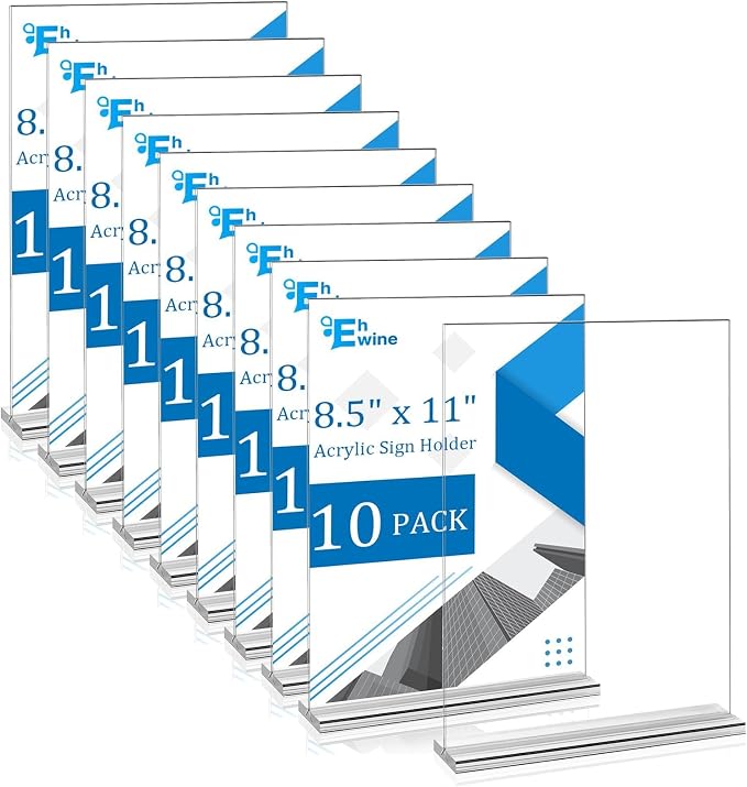 EHWINE 10 Pack 8.5 x 11 Acrylic Sign Holder by EHWINE