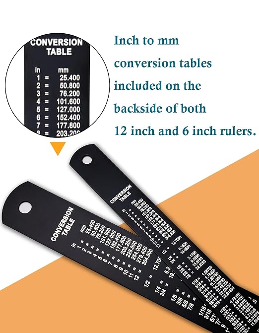 Metal Ruler Kit 12 Inch and 6 Inch, Stainless Steel Rulers - Image 4