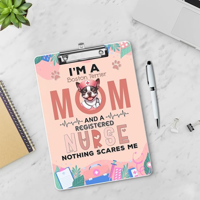 I'm a Boston Terrier Mom and a Registered Nurse Nothing Scares Me Acrylic - Image 3