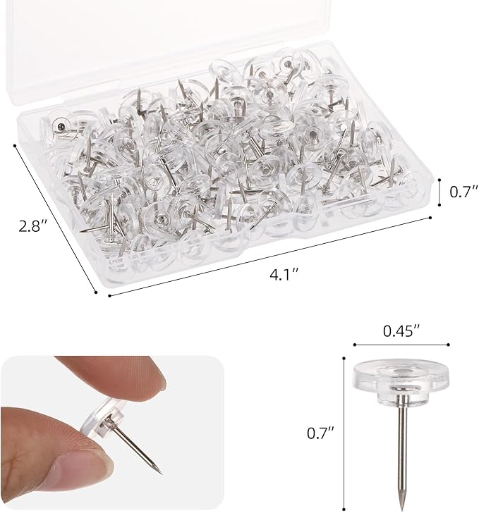 300 Pcs Push Pins Clear Thumb Tacks Pins Clear Flat Head Thumb Tacks Thumb Tack - Image 2