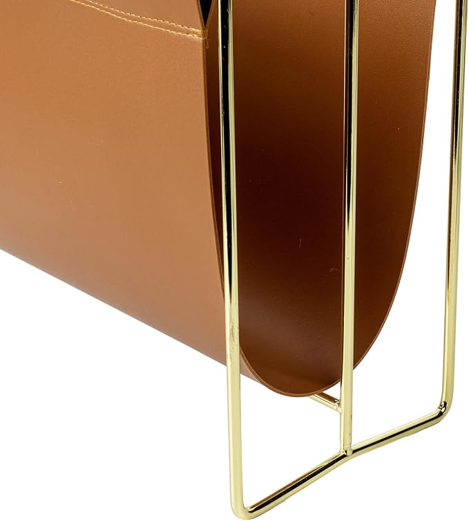 MyGift Magazine Holder Magazine Rack Floor 15-Inch Modern Brown Leatherette & - Image 3