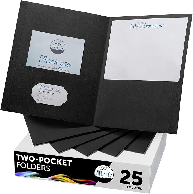 FILE-EZ Two-Pocket Folders, Textured Paper, Letter Size by FILE-EZ