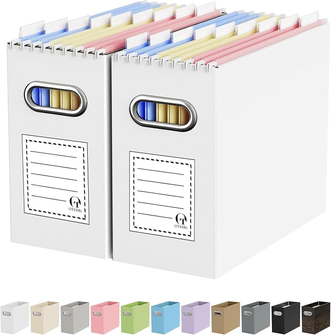 Oterri File Organizer Box, Portable Collapsible Cardboard File Folder Organizer by Oterri