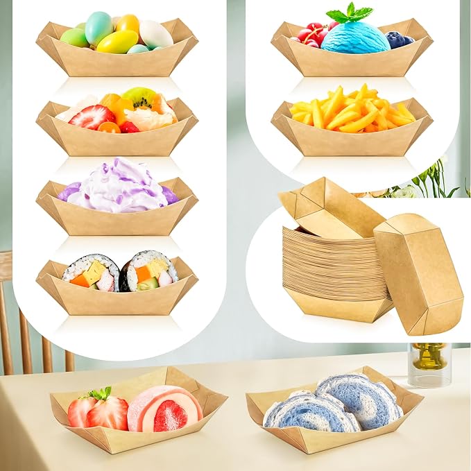 80 Pack 1/2Lb Paper Food Boat Trays Disposable Small Paper Boats Plates - Image 7