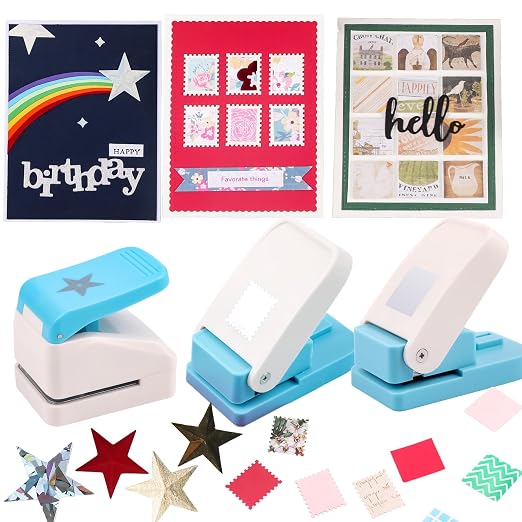 BAOFALI3Pcs Stamp Paper Punch Set |Stamp Punch1x0.8inch | Square Punch1X1 by BAOFALI