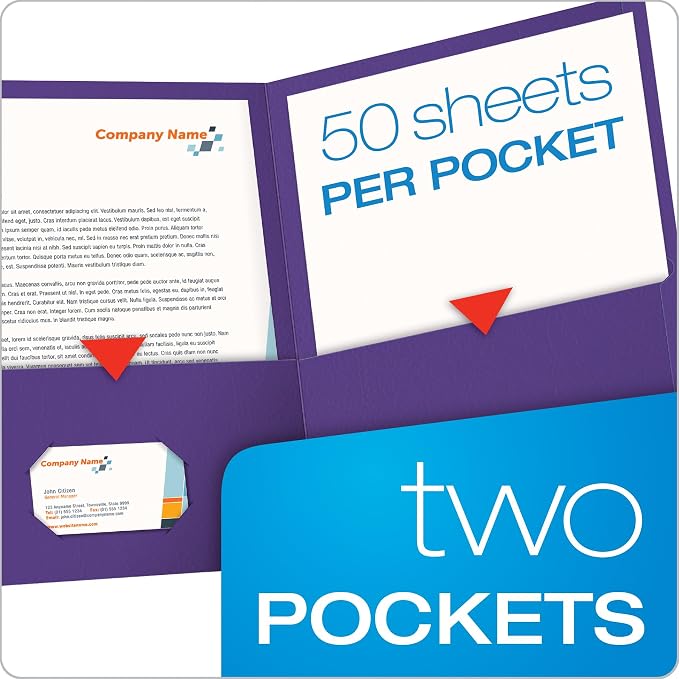 Oxford Two Pocket Folders, Textured Paper, - Image 2