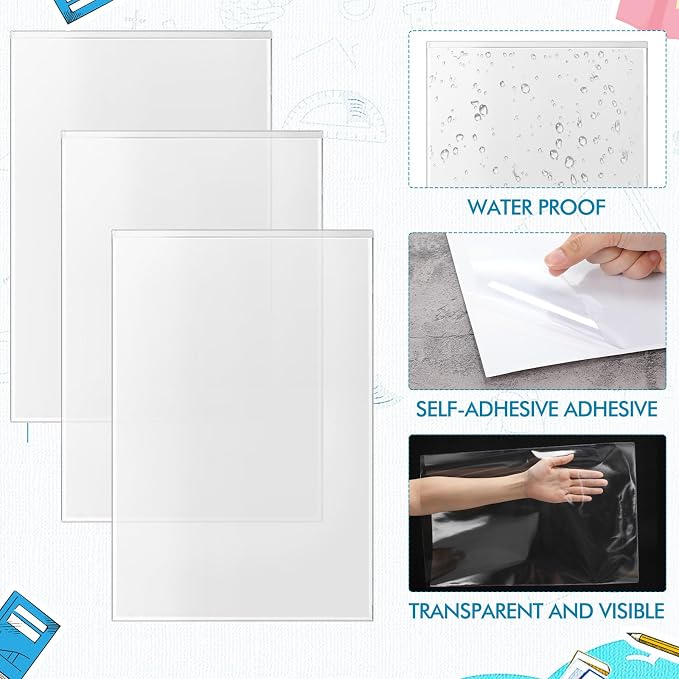 Outus 30 Pcs Self Adhesive Shop Ticket Holders Clear Plastic Sleeves Adhesive - Image 4