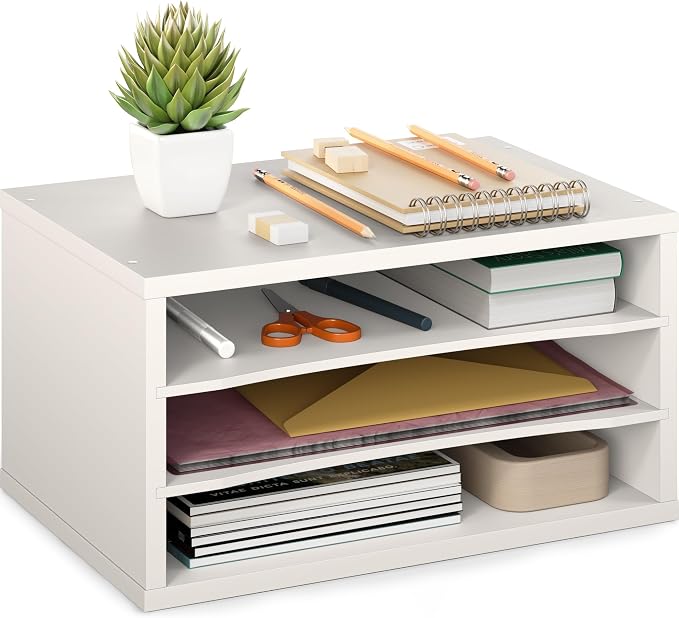 Ballucci Paper Organizer, 3-Tier Stackable Wood Desk Organizer, Document File by Ballucci
