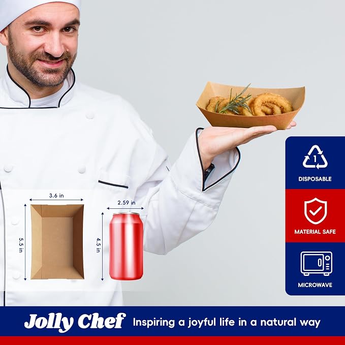 JOLLY CHEF 2lb Paper Food Trays, 1000 Pack Disposable Paper Boat, Serving Boats - Image 3