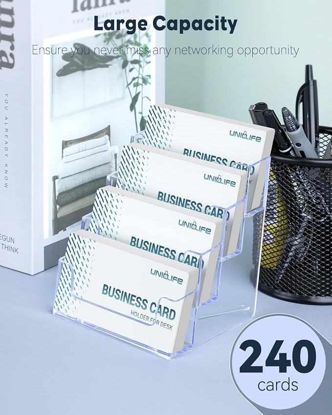 Uniclife 2 Pack Acrylic Business Card Holder - Image 2