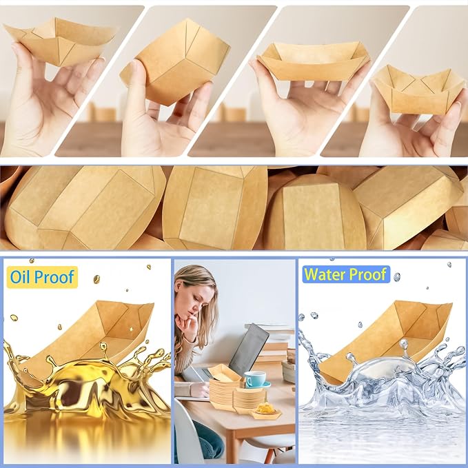 300 Pack 1/2Lb Paper Food Boat Trays Disposable Small Paper Boats Plates - Image 6