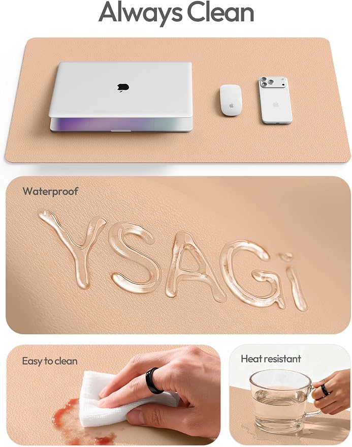 YSAGi Leather Desk Protector, Office Mat, Large Mouse Mat, Non-Slip PU Leather - Image 8