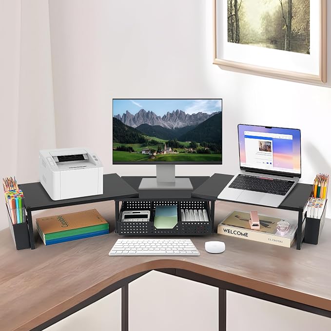 OPNICE Desk Organizers and Accessories, Dual Monitor Stand Riser - Image 3