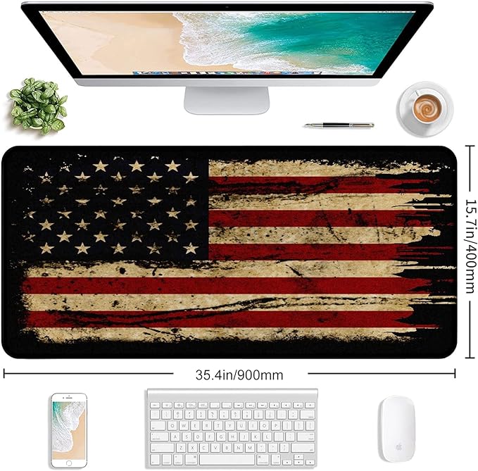 Retro American Flag XL Gaming Mouse Pad - Image 2