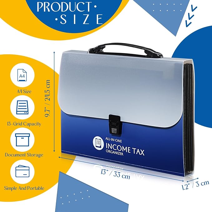 2 Sets Tax Record Organizer All in One Income Tax Document Organizer 13 Pockets - Image 2