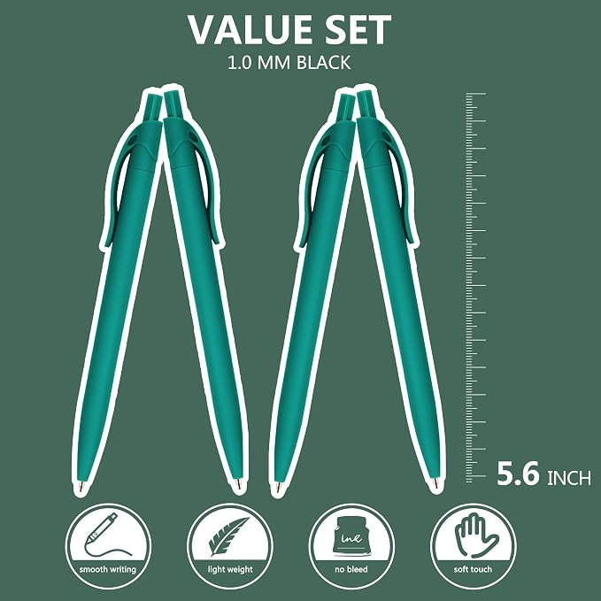 Deegtran 100 Pack No Bleed Teal Blue Barrel Click Pens, Wholesale Retractable - Image 2