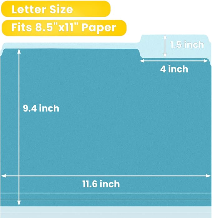 SUNEE File Folders Letter Size Retro Colors, 100 Pack Folders - Image 2
