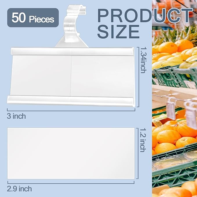 50 Pieces Plastic Wire Shelf Label Holders, Reusable Price Label Holder - Image 2