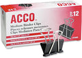Acco 72050 Medium Binder Clips, 1-1/4-Inch W, 5/8-Inch Cap, Blk/Silver by ACCO+Brands