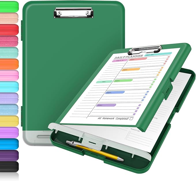 Sooez Clipboard with Storage, Clip Board 8.5 x 11 with Pen Holder, Plastic by Sooez