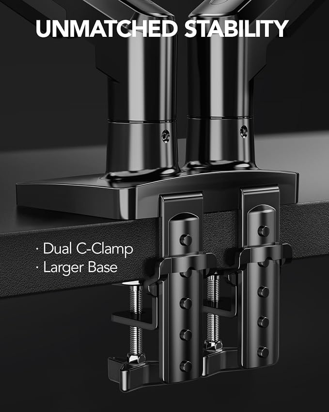 HUANUO FlowLift™ Dual Monitor Stand, Fully Adjustable Gaming Monitor Desk Mount - Image 4