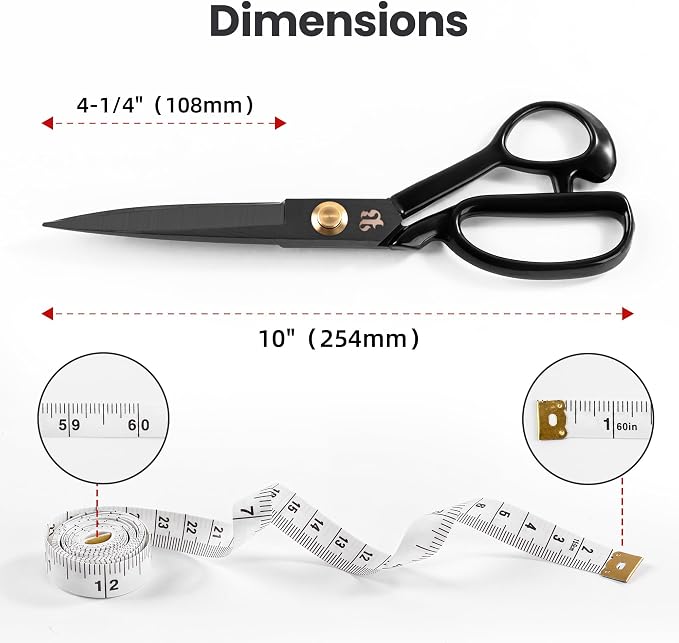 10 Inch Professional Fabric Scissors Heavy Duty Sewing Shears Sharp Leather - Image 2