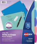 Avery Write & Erase Dividers for 3 Ring Binders, 5 Tabs per Set, Binder by Avery