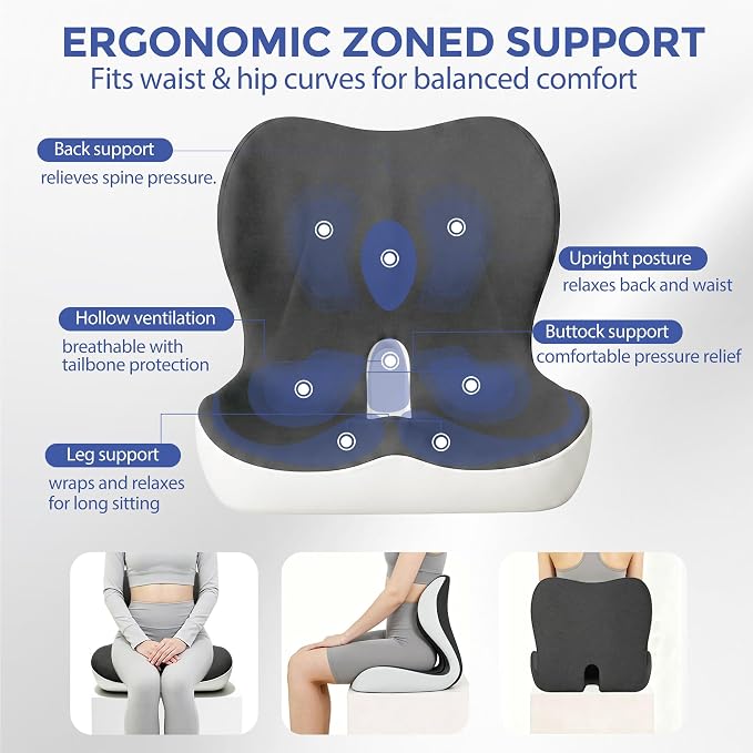 Seat Cushion for Office Chair and Car, Ergonomic Memory Foam Seat Cushion - Image 3