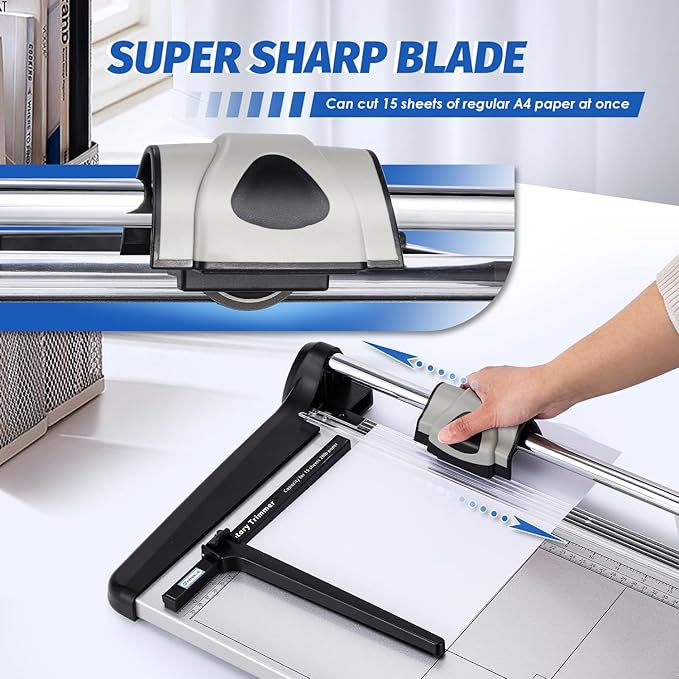 Rotary Paper Trimmer, 15 Sheets Heavy Duty Paper Trimmer, 360mm Cutting Length - Image 2