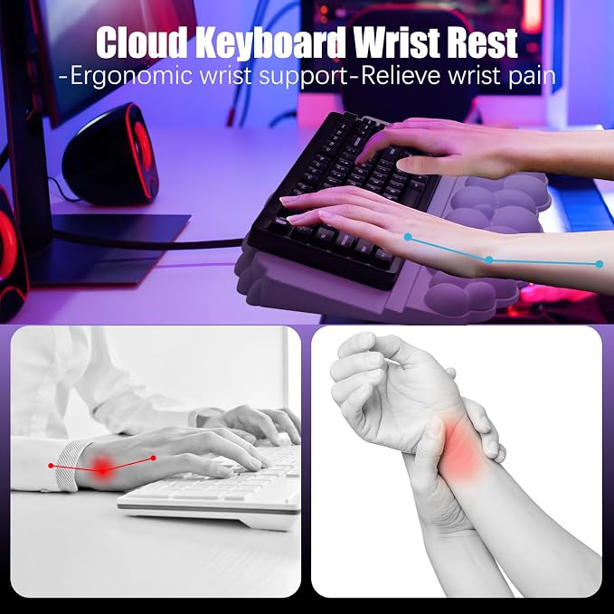 Ergonomic Wrist Rest for Keyboard and Mouse, Soft Memory Foam Cloud Keyboard - Image 2