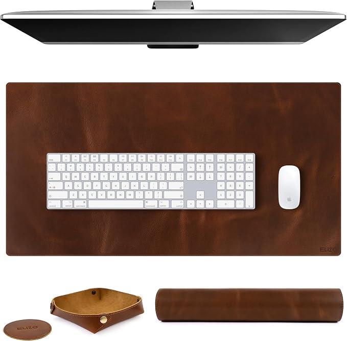 Elizo Real Leather Desk Mat Set Large Desk Cover Desk Blotter Protector by Elizo