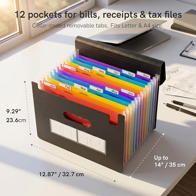 ABC life 12-Pocket Accordion File Organizer, Expandable File Folder - Image 5
