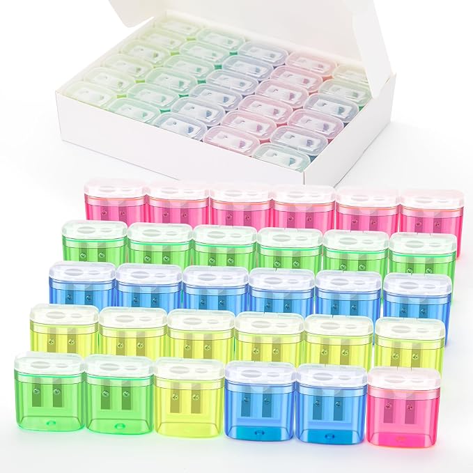 30 Pcs 2 Holes Small Manual Pencil Sharpener by JEFURE