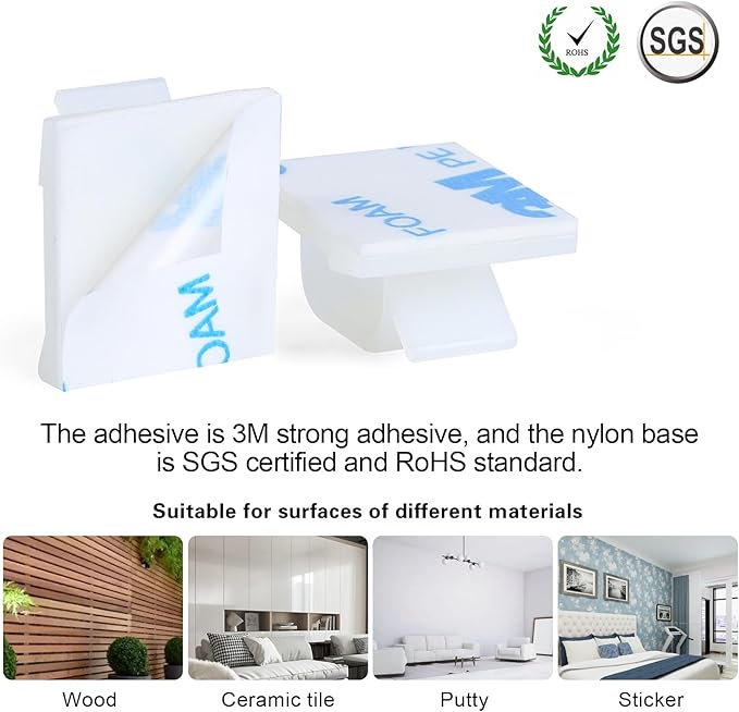 120PCS XHF Adhesive Cable Wire Clips White, Cable Staples Outdoor Cable - Image 3