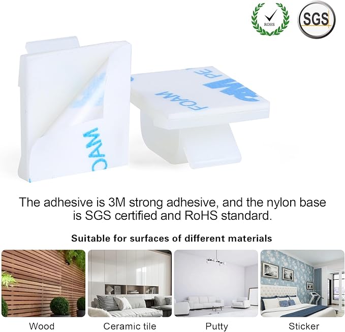 XHF 3/4” Adhesive Cable Wire Clips White 120PCS, Cable Staples Outdoor Cable - Image 3