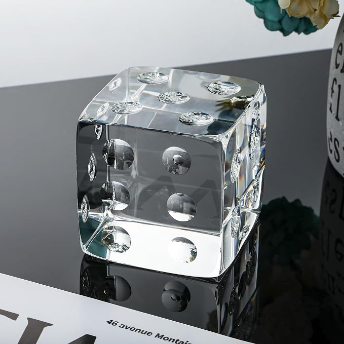 QFkris 2.2" Glass Dice Paperweight Glass Art Dice Figurine Paper Weights - Image 6