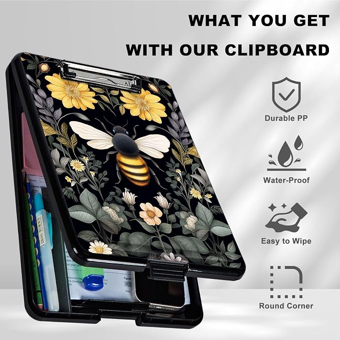 Clipboard with Storage, Plastic Storage Clipboard with Low Profile Clip - Image 6