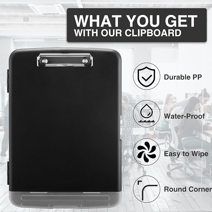 Sooez Clipboard with Storage, Clip Board 8.5 x 11 with Pen Holder, Plastic - Image 5