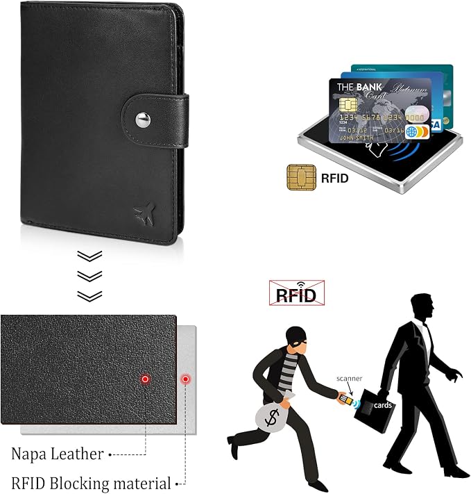 Polare Luxury RFID Blocking Leather Passport Holder Travel Wallet - Image 7