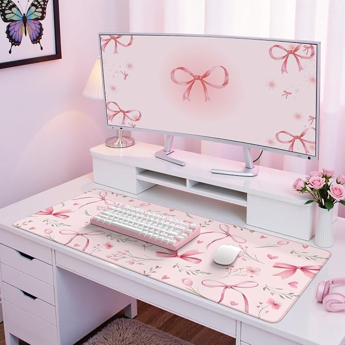 iCasso Pink Desk Mat, Cute Desk Pad - Image 7