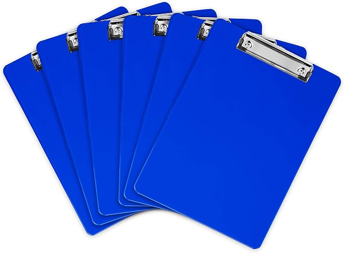 Blue Plastic Clipboard with Low Profile Clip by OfficeSolutionsDirect