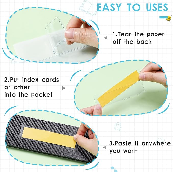 30 Pack Self-Adhesive Index Card Pockets - Image 3