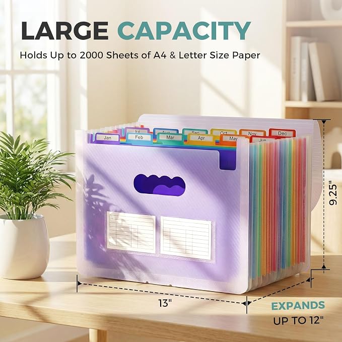 SKYDUE Accordion File Organizer, Expanding File Folder - Image 2