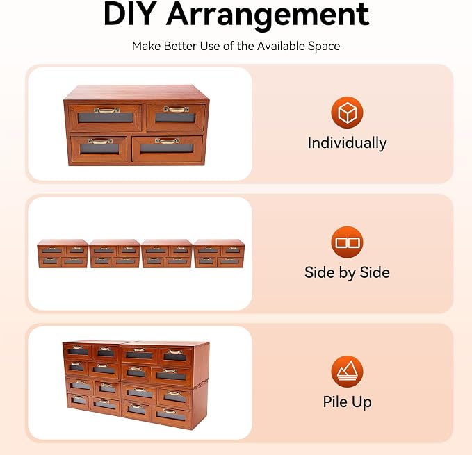 Vintage Wooden Drawers Organizer, 16-Drawer Desktop Storage Box - Image 7