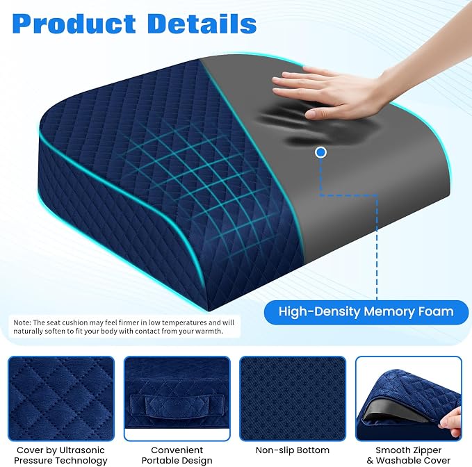 Seat Cushion for Office Chair, Memory Foam Chair Cushions, Car Seat Cushion for - Image 3