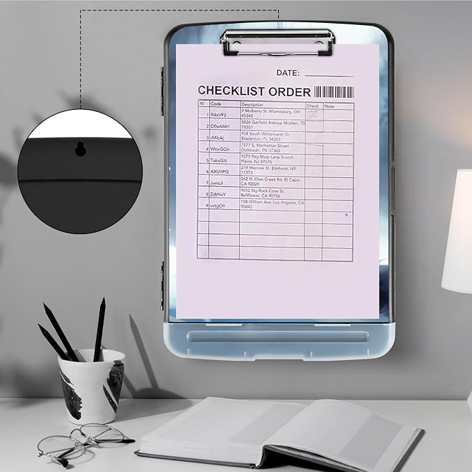 Clipboard with Storage, Heavy Duty Plastic Storage Clipboard with Low Profile - Image 4
