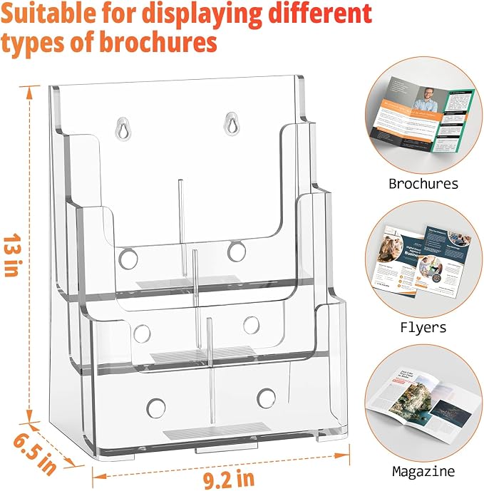 FUCDTEFC 2 Pack Acrylic Brochure Holder 8.5x11 & 4 x9 Inches Universal - Image 3
