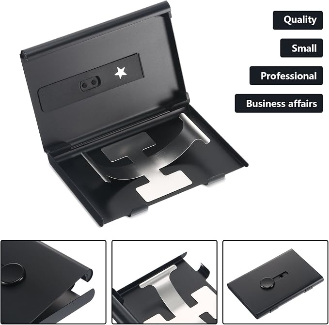 Tatuo 2 Pcs Business Card Holder Thumb Drive Black Gray Stainless Steel - Image 2