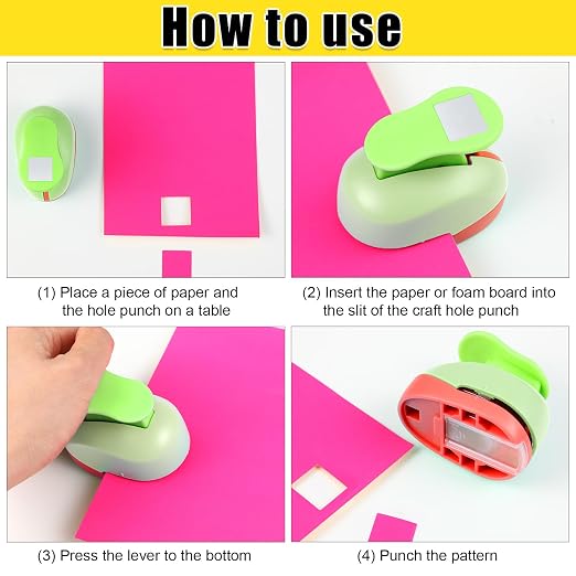 Chengu 3 Pack Square Craft Hole Punch 2, 1 and 5/8 Inch Punch Paper Punchers - Image 4