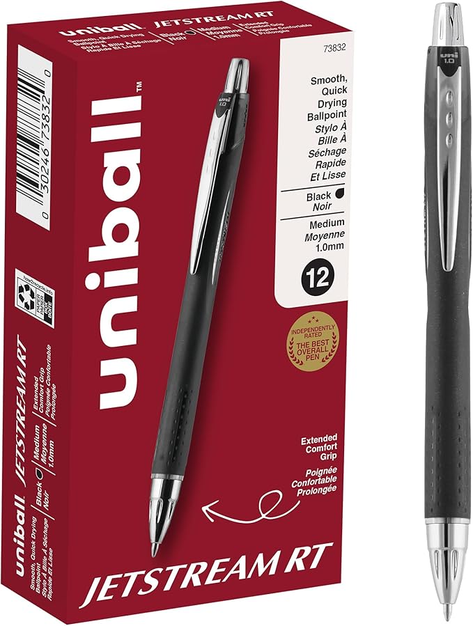Uni-Ball Uniball Jetstream RT, 1.0mm Bold Black, Wirecutter Best Pen, School by uni-ball